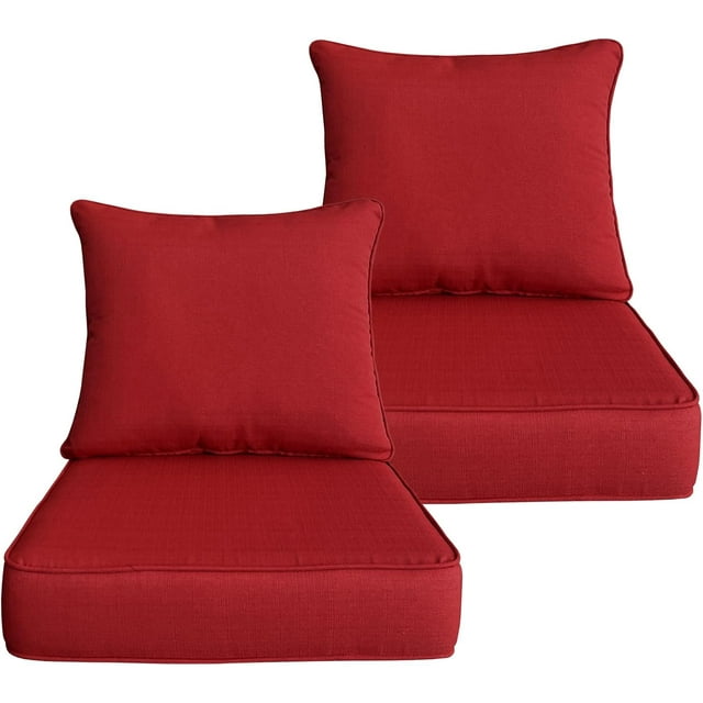 x Coussins de Patio à Assise Profonde pour Extérieur/intérieur, Ensemble de Rembourrage en Mousse Résiliente, Hydrofuges, Résistants aux Taches et aux Intempéries, Assise Profonde, Bas Chili