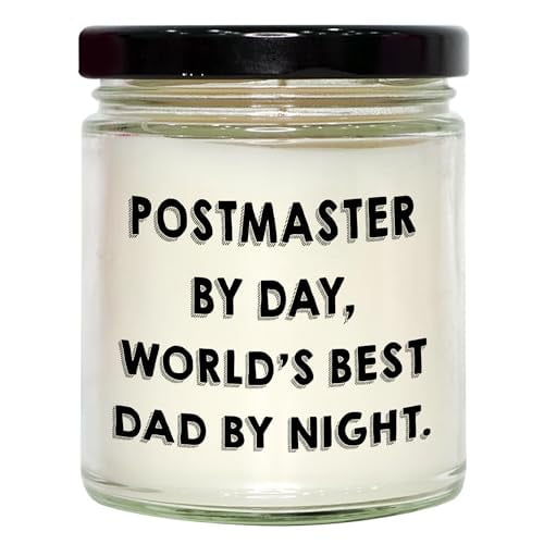 Postmaster Gifts by Day World's Best Dad by Night 9oz Vanilla Soy Candle Graduation Unique Gifts for Men