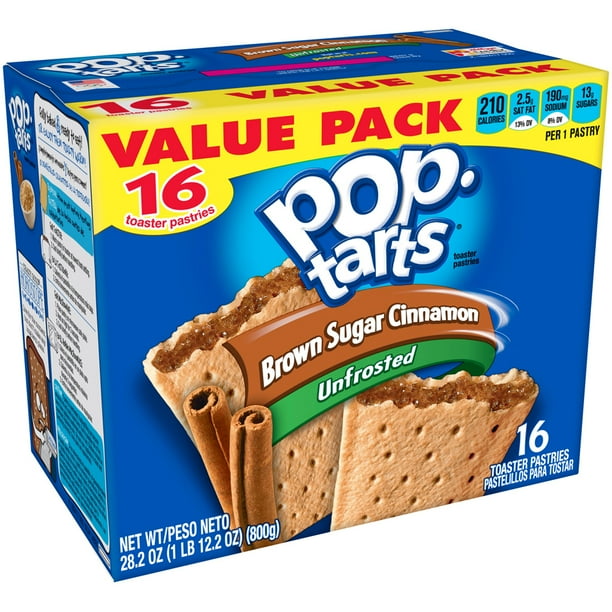 Pop-Tarts Unfrosted Brown Sugar Cinnamon, 16 Toaster Pastries - Walmart