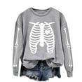 thumbnail image 4 of Inverlee Women's Halloween Sweatshirts Cute Pumpkin Ghost Print T-shirt Going Out Round Neck Sweatshirt Long Sleeve Dressy Casual Pullover Tops Halloween Party Supplies, 4 of 6
