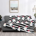 thumbnail image 6 of Throw Blanket for Couch - Black White Striped Cute Chicken Soft Comfy Lightweight Cozy Warm Throw Blanket, Fuzzy Plush Flannel Blanket & Throws for Sofa and Bed All Season, 6 of 8