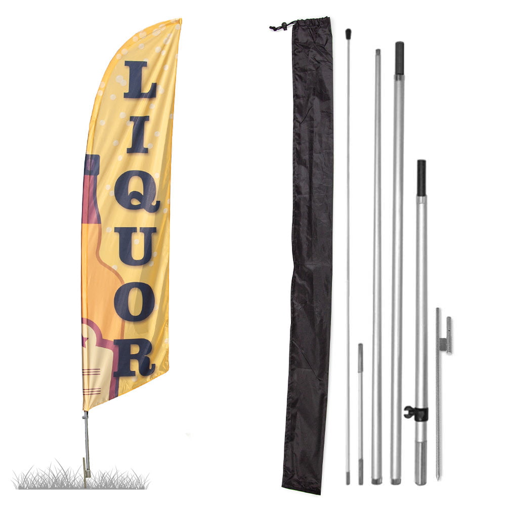 Sausage Premium Windless Feather Flag Kit Bundle Flag, Pole, & Ground Mount