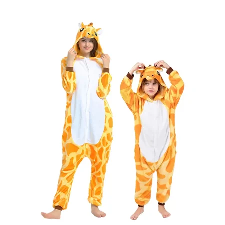 

GEDER-FAKids Hooded Flannel Pyjamas Cute Animal Soft Warm Zipper Jumpsuit Cosplay Outfit Boys And Girls Winter