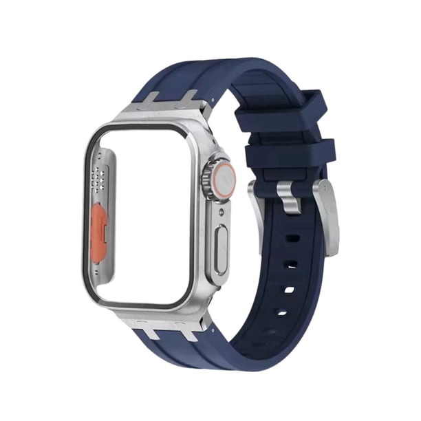 Correa De Lujo Compatible con Apple Watch Silicon Suave, Apariencia Ultra + CASE, 42/44/45/mm