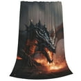 thumbnail image 2 of Fotbe Fiery Black Dragon Attack Manta de Franela Acolchonada con Estampado, Súper Suave y Esponjosa, Extra Grande para Sofá, Cama, Uso Todo el Año-50"x40", 2 of 7