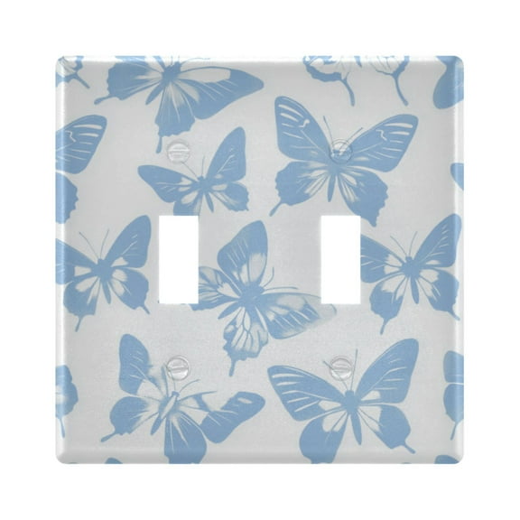 Yayeee Toggle Light Switch Wall Plate 2-Gang 4.56"x4.48" Decorative Outlet Cover, Blue Butterfly