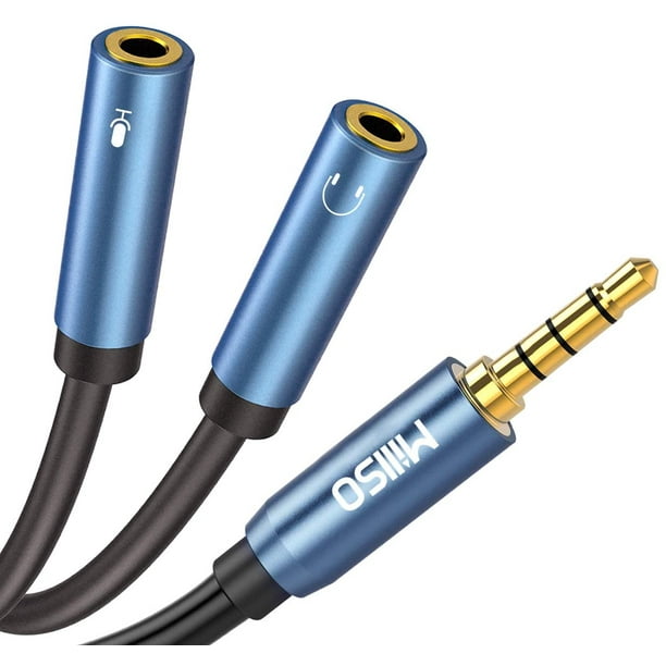 3.5mm Headphone Splitter Adapter CTIA Audio Splitter 2 TRS Female to 1 TRRS Male Compatible for Xbox One PS4 Smartphone Laptop to a Double Plugs