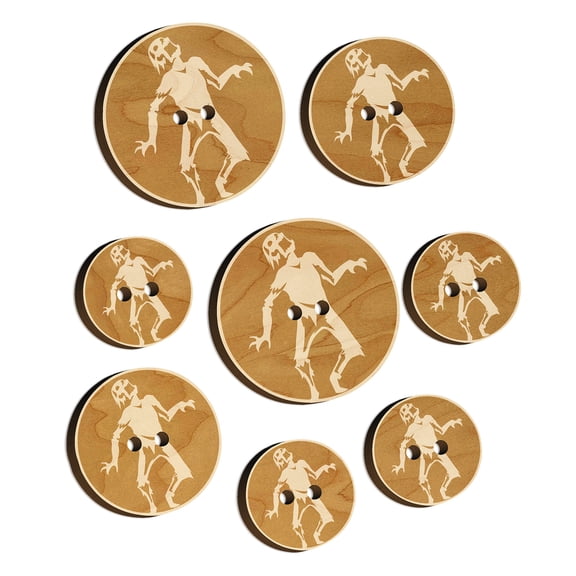 Zombie Shambling Walking Undead Wood Buttons for Crochet Knitting Sewing DIY Craft - 1.00 Inch Medium (7pcs)