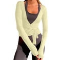 thumbnail image 2 of Long Sleeve Active Tops for Women Self Tie Dance Yoga Wrap Workout Blouses, 2 of 5