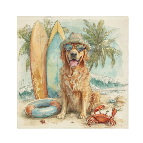 Qxltty Summer Golden Retriever Napkins 20×20in Perfect for Parties Dinners Weddings Cocktail Housewarming Cloth Napkins Set of 6