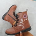 thumbnail image 4 of Wavsuf Hiking Boots for Women Printed Lace Up Short Ankle-High Round Toe Brown Shoes Size 38, 4 of 7