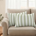 thumbnail image 5 of 2 Pack Outdoor Waterproof Throw Pillow Covers,Sage Green and White Stripe Art Decorative Rectangle Patio Pillowcases for Chair Couch Sofa 20x12in, 5 of 9