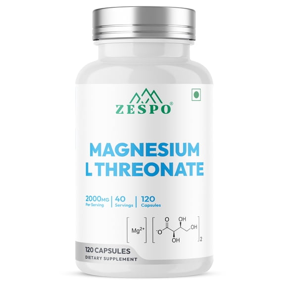 Zespo Magnesium L-Threonate 2000mg, 144mg Elemental, 120 Veg Caps