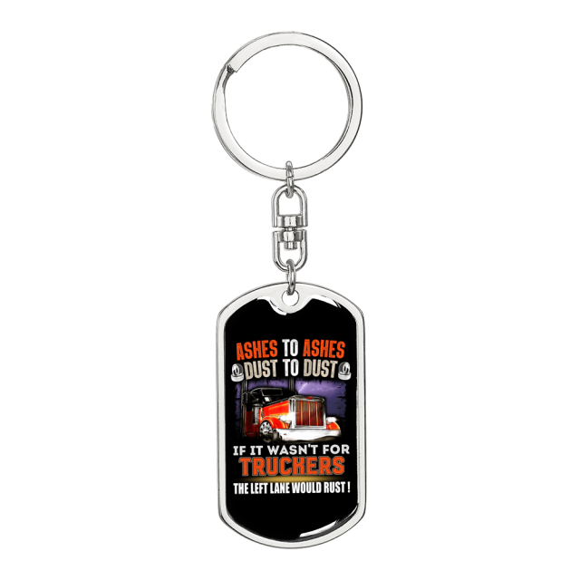 Ashes To Ashes Swivel Keychain Dog Tag Stainless Steel or 18k Gold