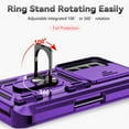 thumbnail image 5 of for Samsung Galaxy Z Fold5 Heavy Duty Case, Rugged PC Soft TPU Military Grade Shockproof Metal Magnetic Car Mount Cover with Camera Lens Sliding Ring Holder Bracket Hinge Protection Case, Purple, 5 of 11