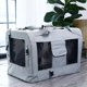 thumbnail image 2 of Bolsa de transporte para perros, gris, 1 unidad, tamaño M, bolsa de transporte plegable para perros con cuenco para mascotas, perros y gatos, 2 of 5