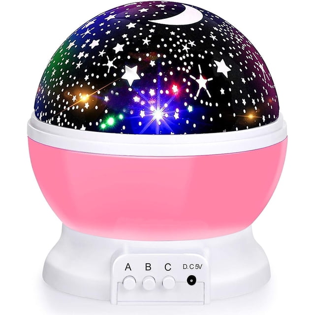 Proyector de techo, luz nocturna de estrellas con 4 bombillas LED, lámpara de noche de luna colorida con rotación de 360 grados