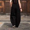thumbnail image 5 of Miluxas Women's Casual Cotton Linen Pants Elastic Waist Relax Fit Lantern Trouser with Pockets Solid Soft Breathable Slacks Black, 5 of 6