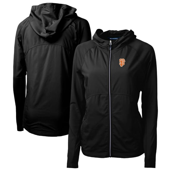 Women's Cutter & Buck Black San Francisco Giants City Connect Adapt Eco Knit Hybrid Recycled Full-Zip Hoodie