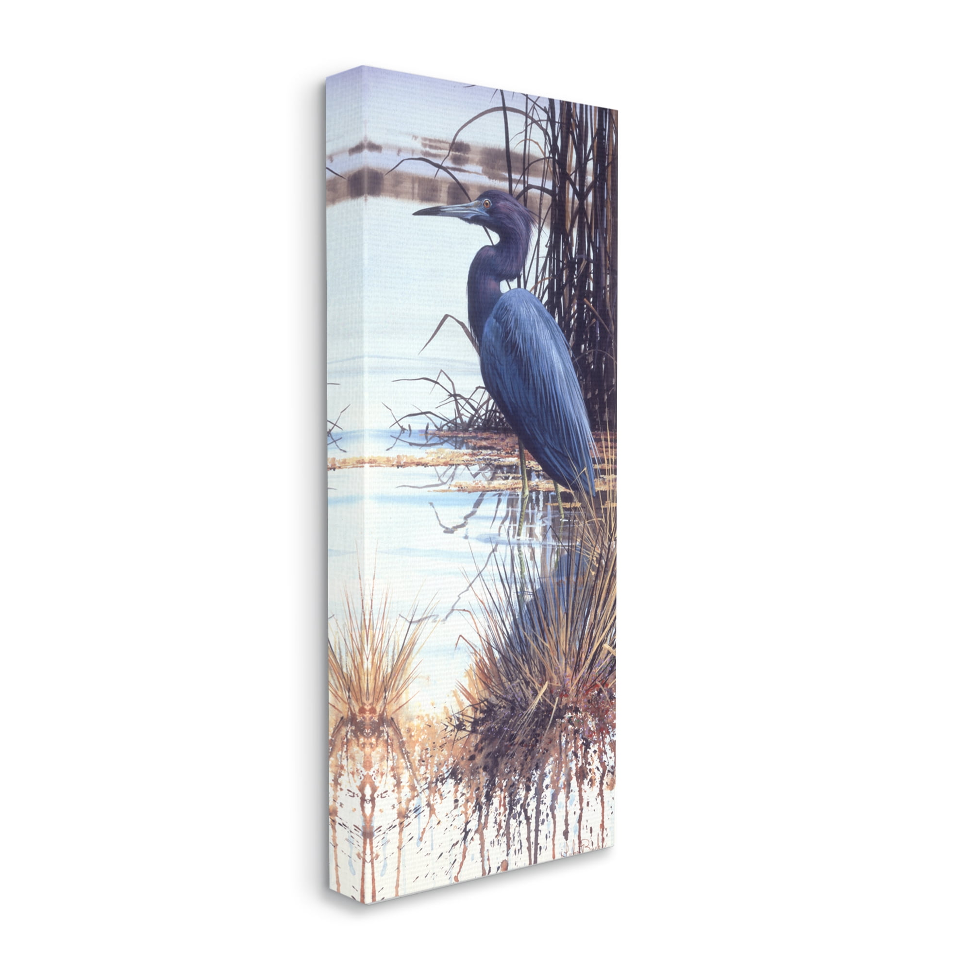 Stupell Industries Blue Heron Modern Splash Animals & Insects Painting Gallery Wrapped Canvas Print Wall Art, 20 x 48