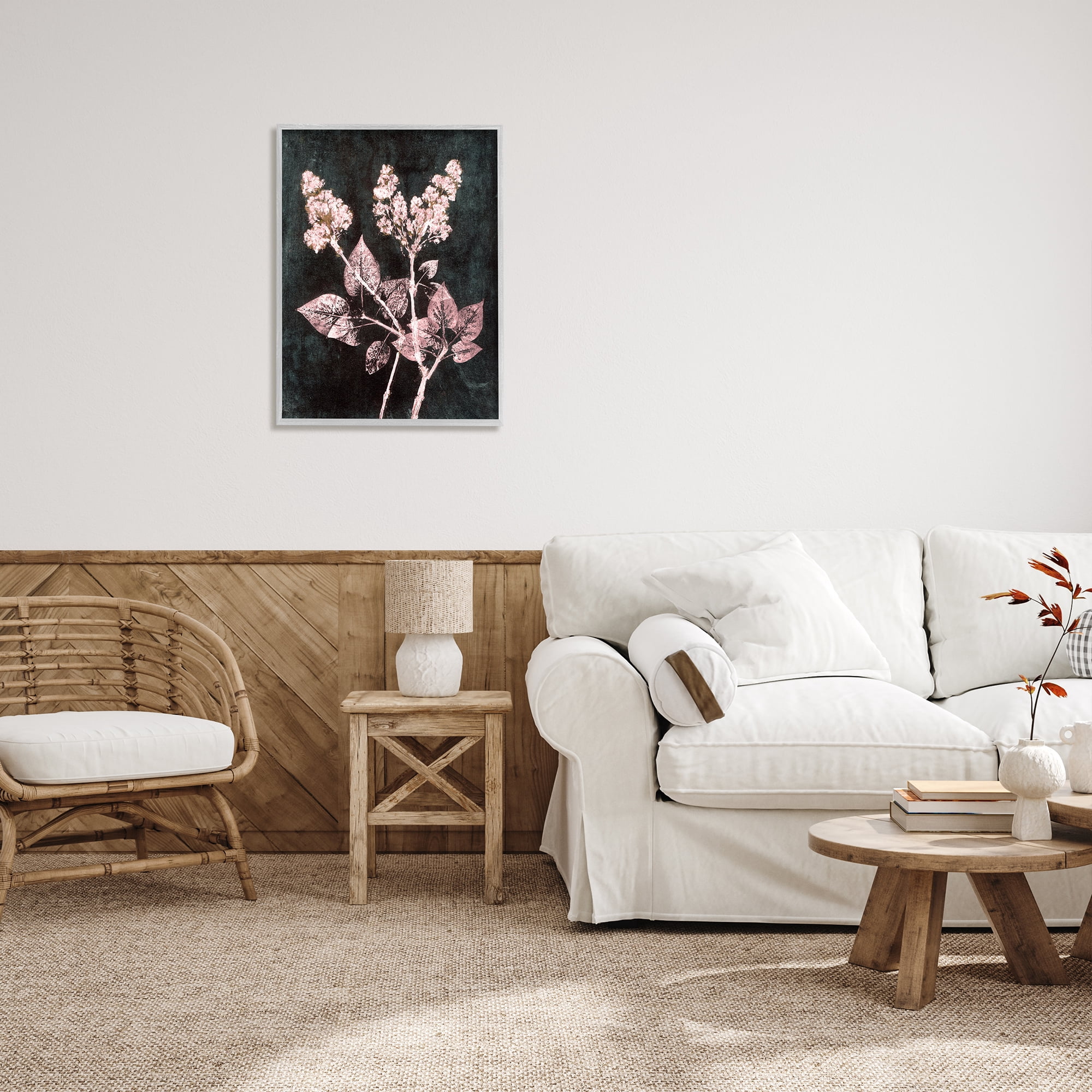 Stupell Industries Abstract Lilac Plant Botanical & Floral Painting Gray Framed Art Print Wall Art, 24 x 30