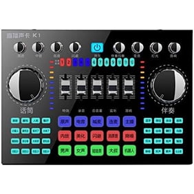 K1 Portable USB Audio Mixer with Bluetooth Dual Phone Live Support DSP Sound Card for Streaming Podcasting and Recording