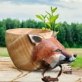 thumbnail image 5 of Hand Carved Wooden Mug, Animals Head Image Cup, Large-Capacity Rubber Wooden Water Coffee Cup, Outdoor Camping (Color: Fox), 5 of 15