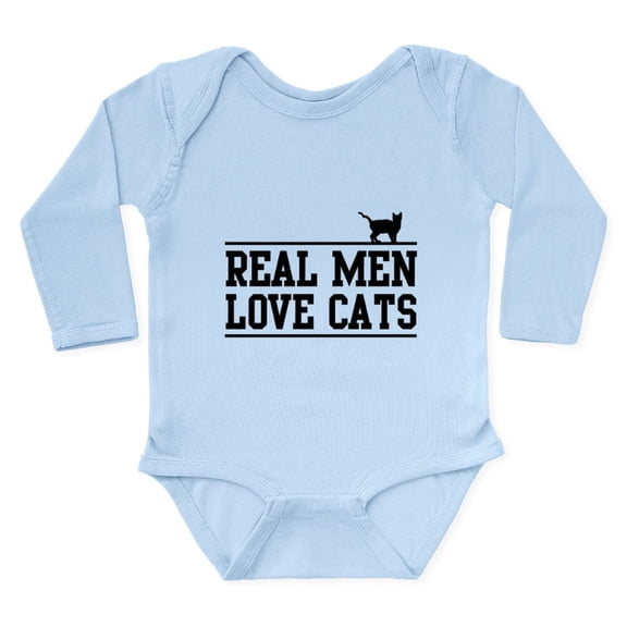 CafePress - Real Men Love Cats Body Suit - Long Sleeve Cotton Baby Bodysuit
