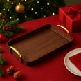 thumbnail image 4 of Chanana Imitation Wooden Serving Tray with Gold Handles, Food Tray for Breakfast, Coffee Table, Dinner & Bar, Decorative Tray for Kitchen, Bedroom, 4 of 6