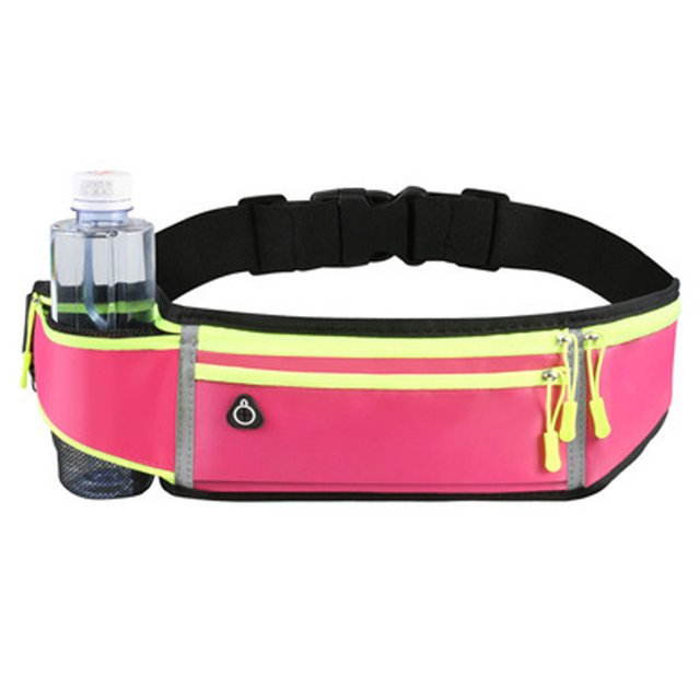 Riñonera con bolsa de hidratación y botella de agua para correr, riñonera reflectante, roja