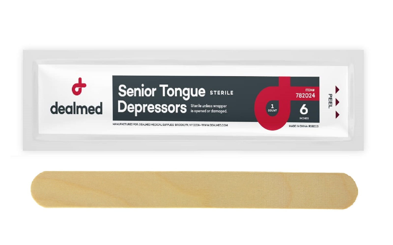 Dealmed 6” Senior Tongue Depressors – 500 Non-Sterile Wood Tongue Depressor  Sticks, Can Be Used as Tongue Depressors for Crafts, in Medical Practice