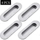 thumbnail image 2 of 4 Pieces Sliding Door Handles Oval Recessed Handle Shell Handle Stainless Steel Flush Door Handle with Screws for Cabinets Sliding Doors Silver, 2 of 5