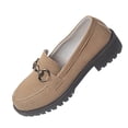 thumbnail image 6 of Xucatan Women's Faux Suede Loafers, Chunky Sole Slip On Shoes with Metal Horsebit Chain, British Style Comfortable Low Tops, Versatile Spring Fall Casual Footwear Gift, 6 of 9