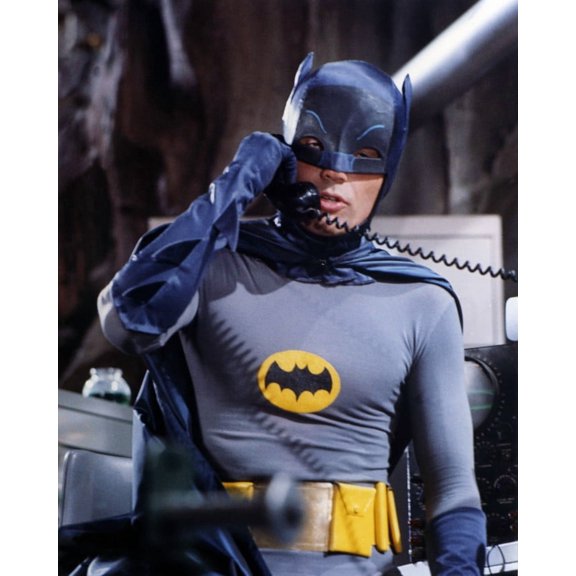 Adam West Batman On Telephone in Batcave 24x36 HD Aluminum Wall Art