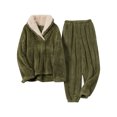 thumbnail image 1 of Txlixc Traje de 2 piezas de franela de color sólido con capucha de manga larga y pijama de pantalones elásticos casuales Txlixc moda, 1 of 6