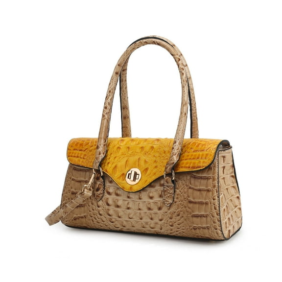 MKF Collection Liviana Shoulder Bag Women’s Medium Handbag Croc-Embossed Vegan Leather by Mia K-Yellow