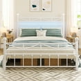 thumbnail image 6 of EnHomee Queen Metal Bed Frame with Victorian Vintage Headboard & Footboard Metal Platform Bed Frame Queen Heavy Duty Metal Bed Frame with LED Lights & Storage,Noise Free,White, 6 of 9