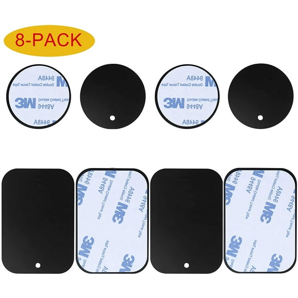 8-Pack Replacement Mount Metal Plates D.Sking Car Phone Holder Iron Plates for Car Mount Car Kits (8-Pack Black)