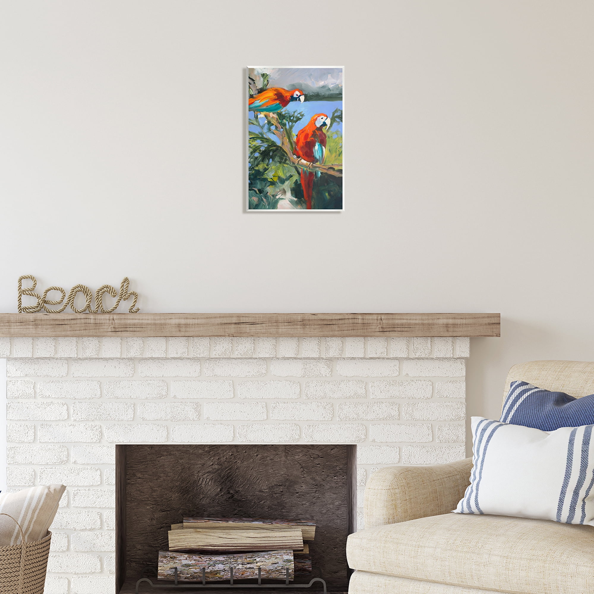 Stupell Industries Parrots at Bay Painting Animals & Insects Painting Unframed Art Print Wall Art, 10 x 15