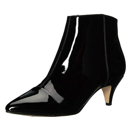 XYD Women Low Kitten Heel Ankle Boots Pointed Closed Toe Side Zipper Prom Date Chic Short Bootie Shoes Size 8.5 Black