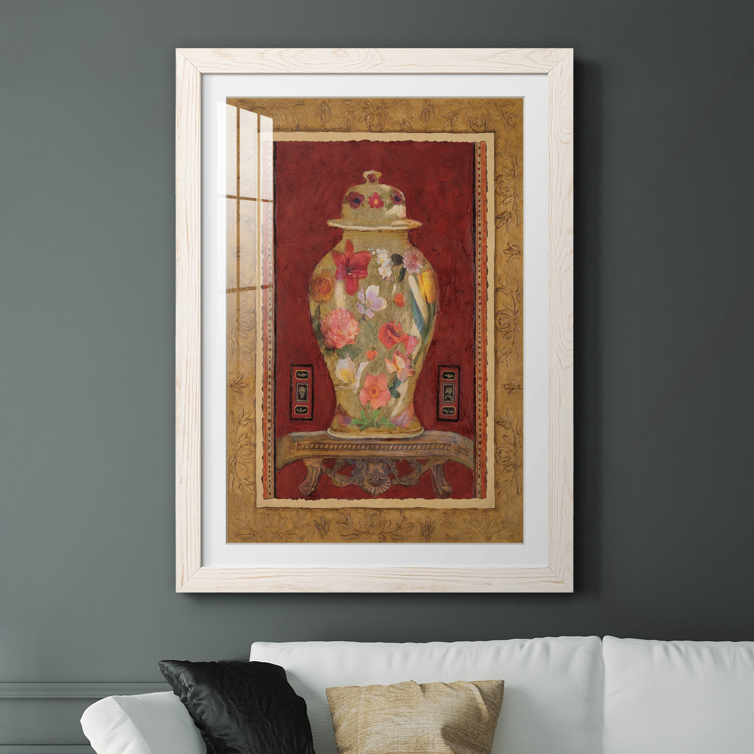 Romantic Urn I - Premium Framed Print - Distressed Barnwood Frame - Ready to Hang