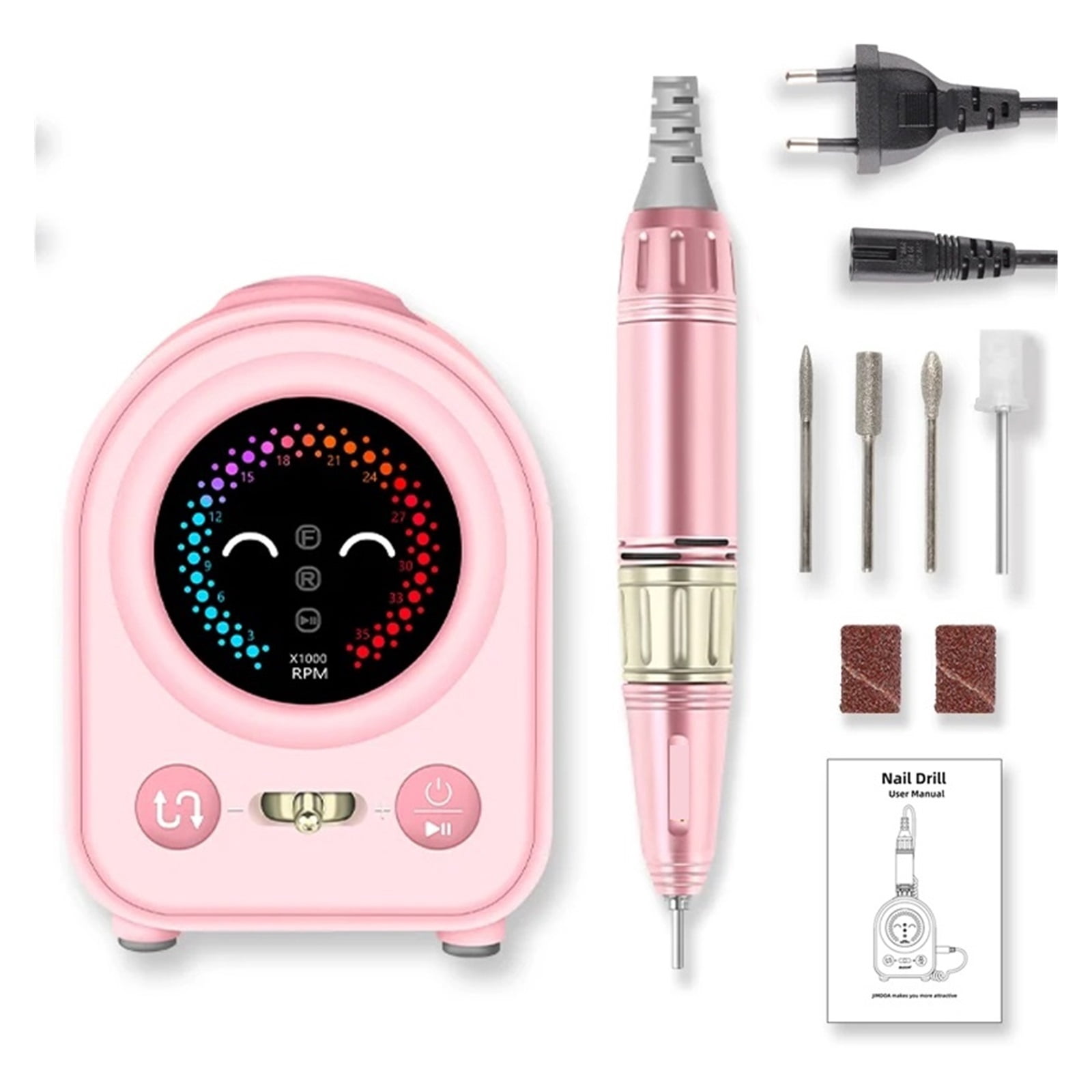 Cute Smile Nail Drill Machine, 35000RPM Electric Nail File Accessories, Nail Polish Sander, Professional Tool Manicure Set ,Low Noise