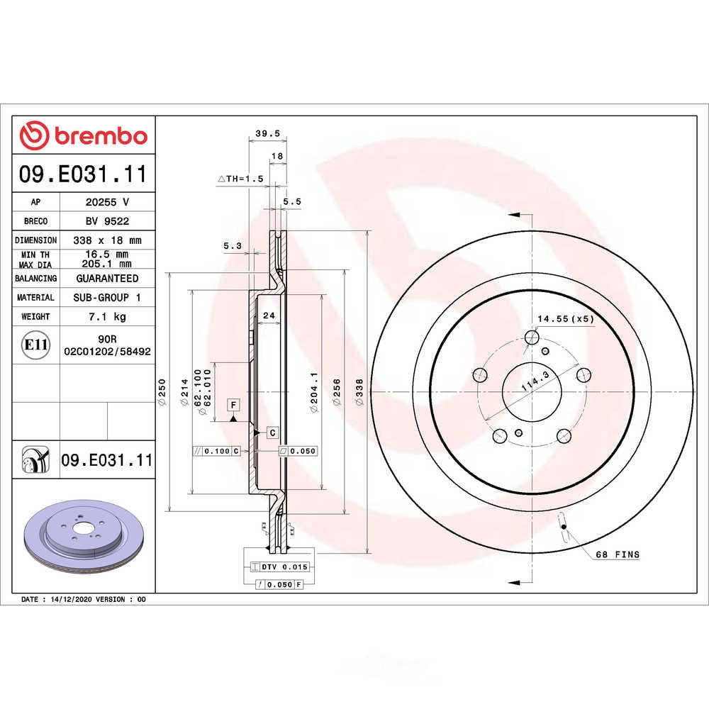 Brembo 09.E031.11 PRIME Disc Brake Rotor