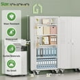 thumbnail image 3 of SUNCROWN Metal Storage Cabinet with Wheels,72” White Garage Storage Cabinet with Pegboards and Wheels, Rolling Tool Cabinet with Locking Doors and Shelves for Home,Basement, Kitchen Pantry,Warehouse, 3 of 7