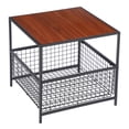 thumbnail image 2 of Favory Tall End Table with Metal Basket,Nightstand with Shelf Storage Organizer, Wood Night Stand with Metal Frame, Waterproof for Bedroom, Living Room, Bathroom, 2 of 13