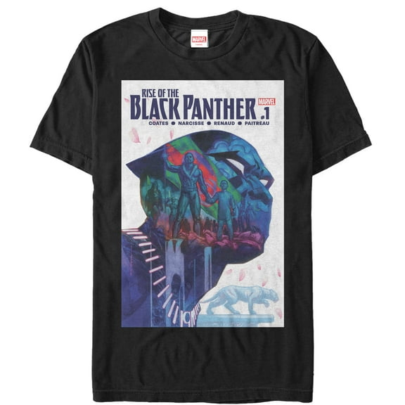 Men's Marvel Black Panther Rise of Comic Book Cover Graphic Tee Black Large