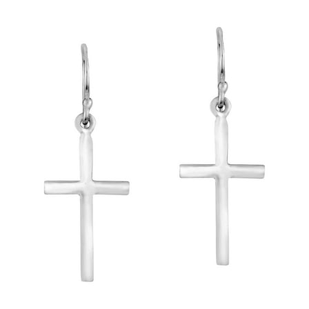 Simply Faithful Sterling Silver Symmetric Cross Dangle Earrings