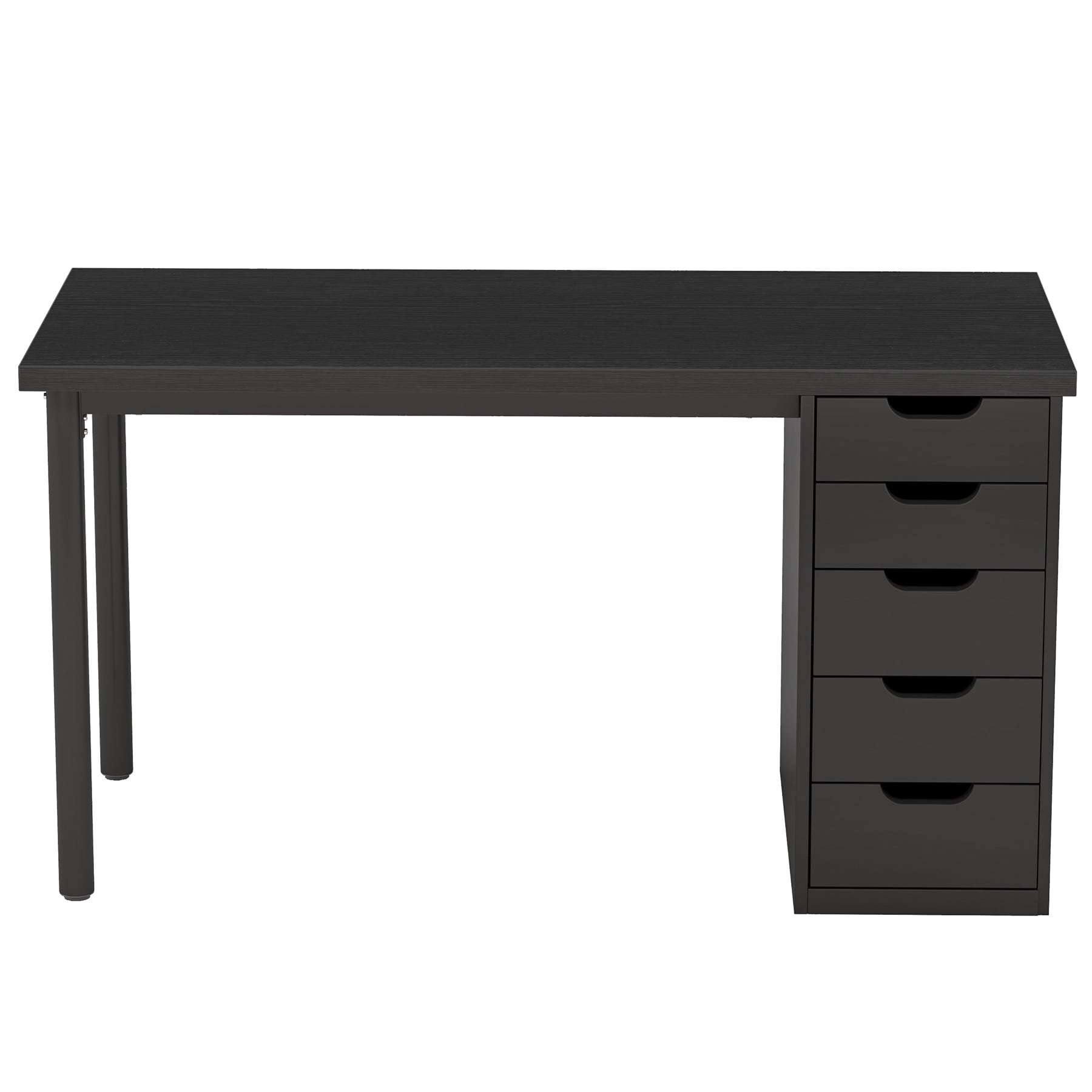 Fnova 47.24" Computer Desk with 5 Drawers, Reversible File Cabinet, Writing Workstation for Home Office Bedroom Study Makeup Vanity Desk Furniture