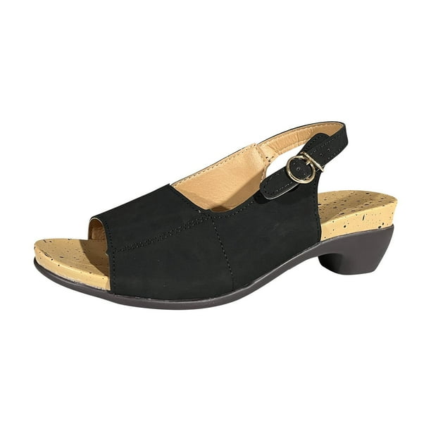 Amzcrzy Zapatos de mujer,Zapatos de mujer,Zapatillas de mujer, Zapatos de tacón bajo grueso y cómodos y elegantes para mujer, sandalias de verano con tacón grueso y hebilla, zapatos informales con pu