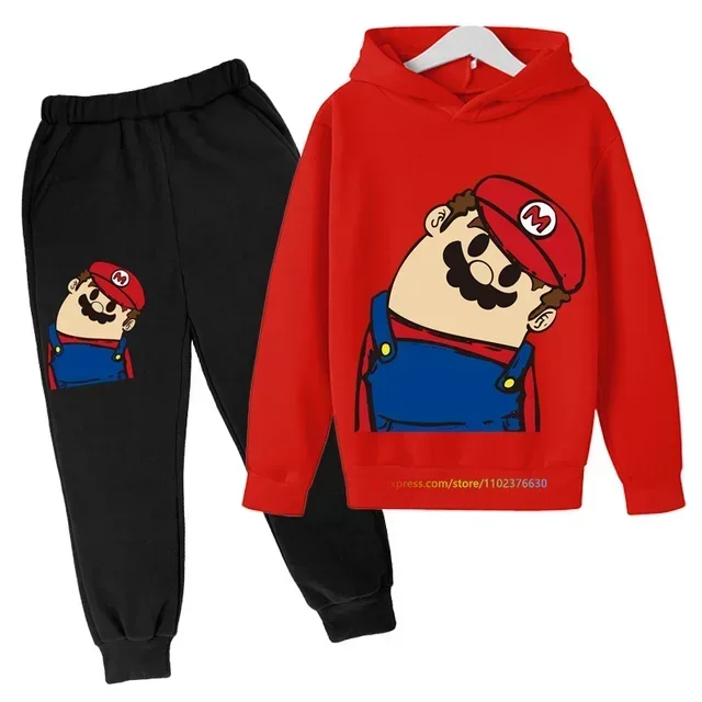 Traje de algodón con capucha de Super Mario bros para niño Y niña, ropa deportiva con capucha, conjuntos de Pokémon, 2, 5, 6, 7, 8, 9, 10, 11, 12 años